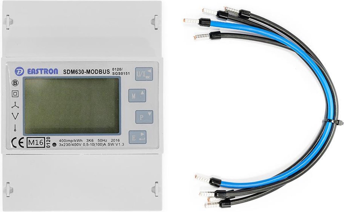 SDM630 Modbus V2 MID - 3 Fase kWh met Modbus (MID gekeurd) met Aansluit Kabelset