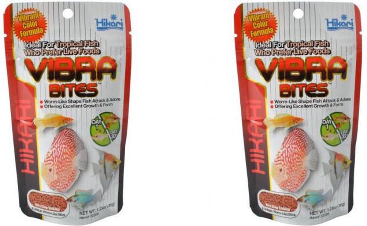 Vibra bites voer in vorm van wormpjes traag zinkend 73 gr - 2 pakjes