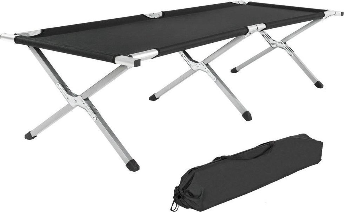 3x TecTake veldbed - 3 stuks xl veldbed 190 cm - zwart - 401997