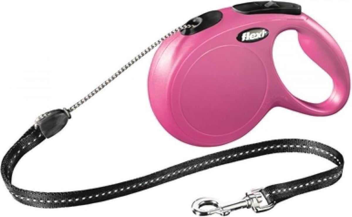 Flexi New Classic Koord - Hondenriem - Roze - M - 8 m