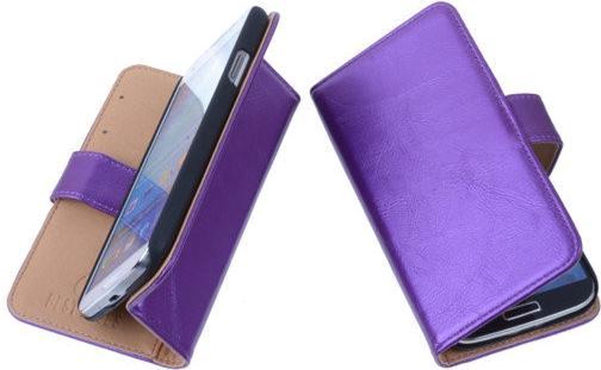 PU Leder Lila Huawei Ascend G630 Book/Wallet Case/Cover Hoesje