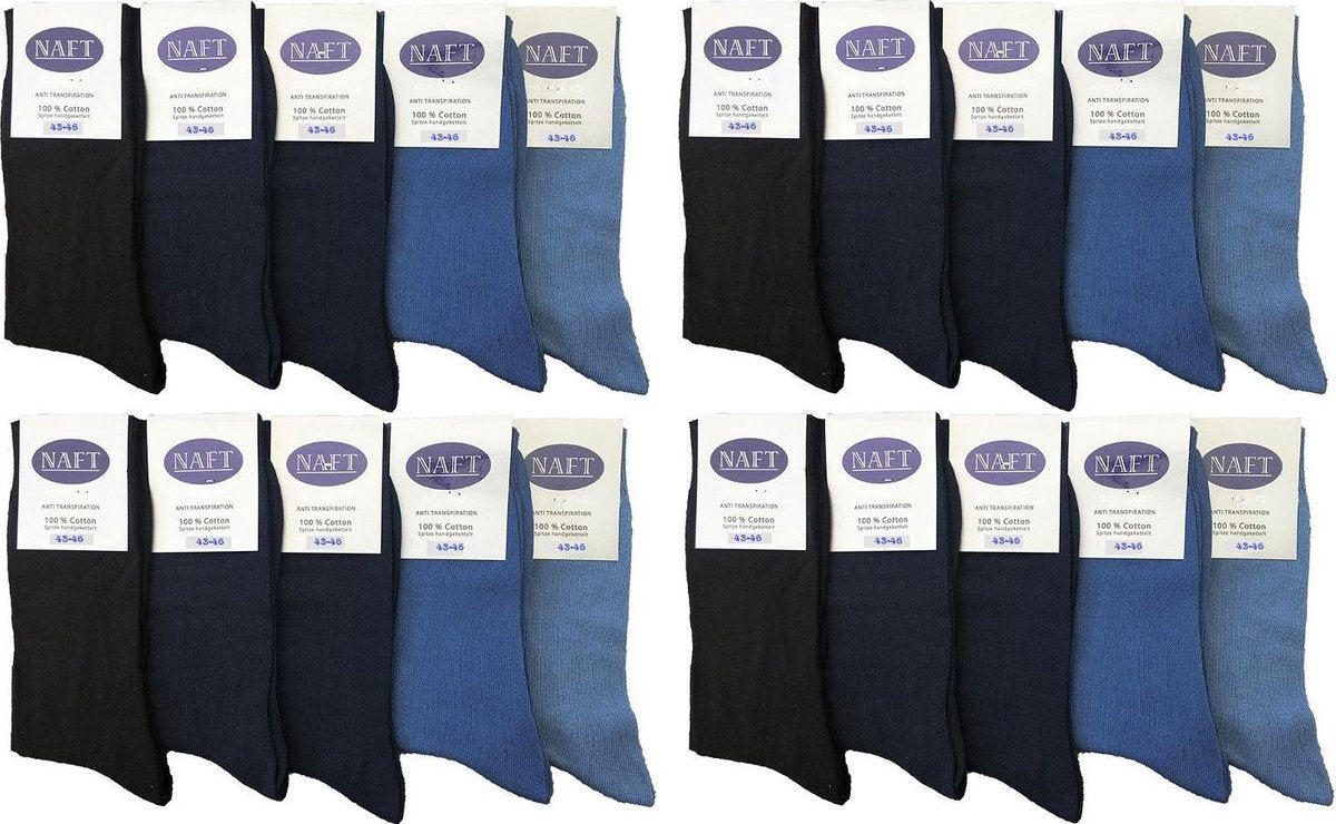 Naft 100% katoenen heren sokken 20 paar jeans assorti kleuren maat  43/46