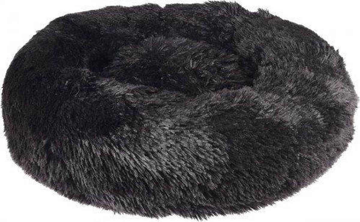Donut Hondenkussen Krems Rond Zwart 50cm
