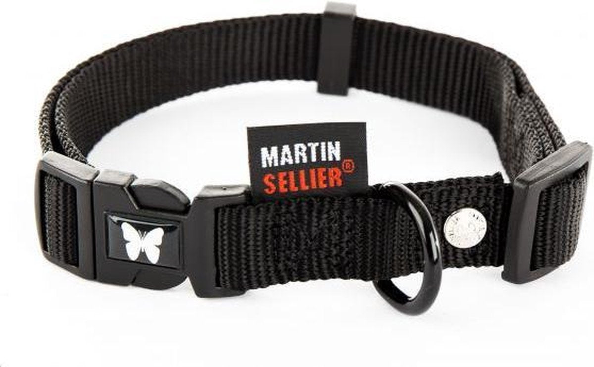 Martin sellier halsband voor hond nylon zwart verstelbaar 20 mmx40-55 cm
