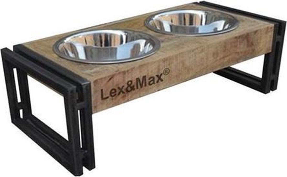 Lex & max  feeder oslo -voerbakken standaard rvs bakken 17cm  54x24x16cm hout