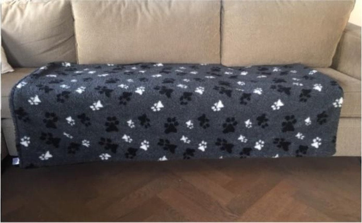 Topmast Fleecedeken XL Dubbelgestikt 150 * 95 cm - Grijze print