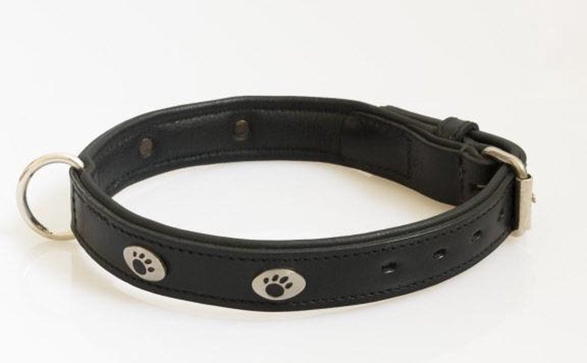 Hondenhalsband met nikkelen voetjes zwart 45 cm