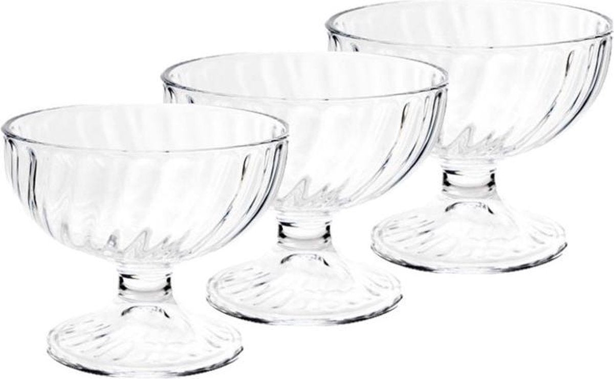 Set van 12x stuks ijs/sorbet coupes op voet van glas 220 ml - Ijscoupe glazen/schaaltjes