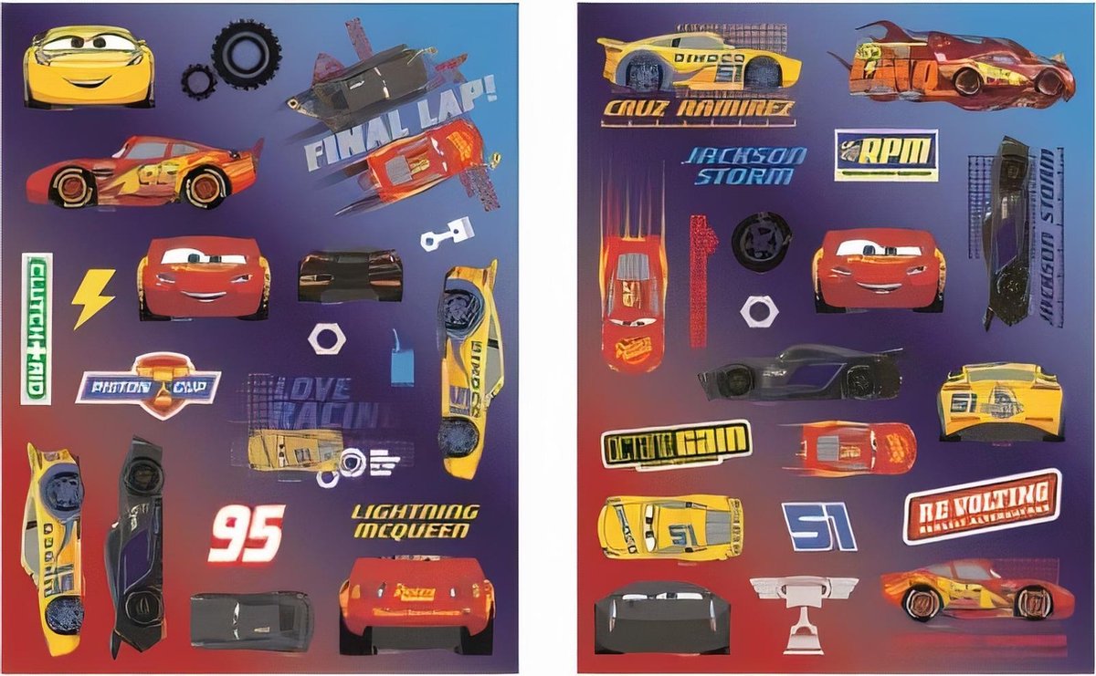 W&o Stickervel Cars Junior 21 X 30 Cm Papier Blauw 2 Stuks