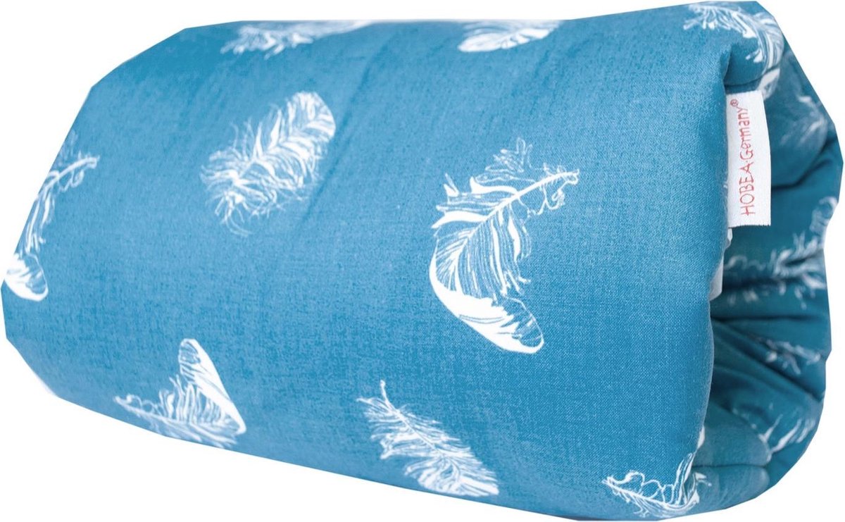 Hobea Mini voedingskussen blauw met veren