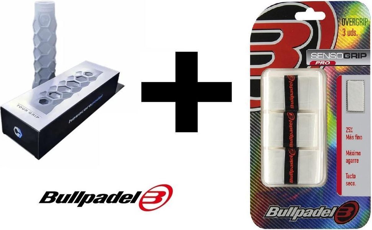 Bullpadel Hesacore + 3 * Bullpadel overgrip wit