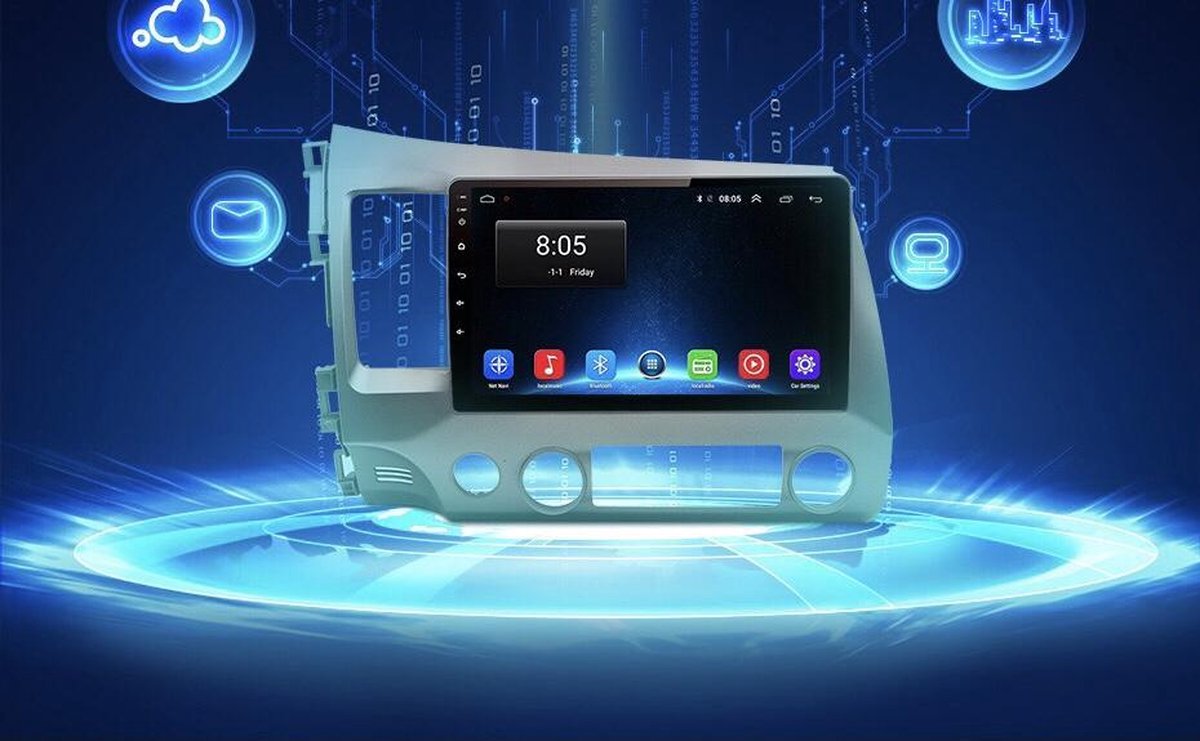 Honda Civic 2006-2011 Android 10 Navigatie en Multimediasysteem WiFi Bluetooth USB 2+32GB
