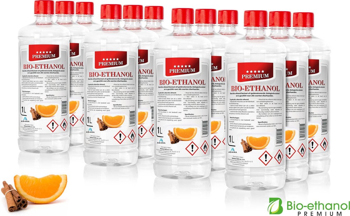 Adana- Bio-Ethanol met Sinaasappel & Kaneelgeur  -PREMIUM- bioethanol  96