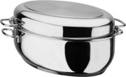 GSW - 411318 - Cocotte - Massief roestvrij staal 18/10 - 33 cm - 1 roestvrijstalen deksel + 1 glazen deksel met AROMA-handvat