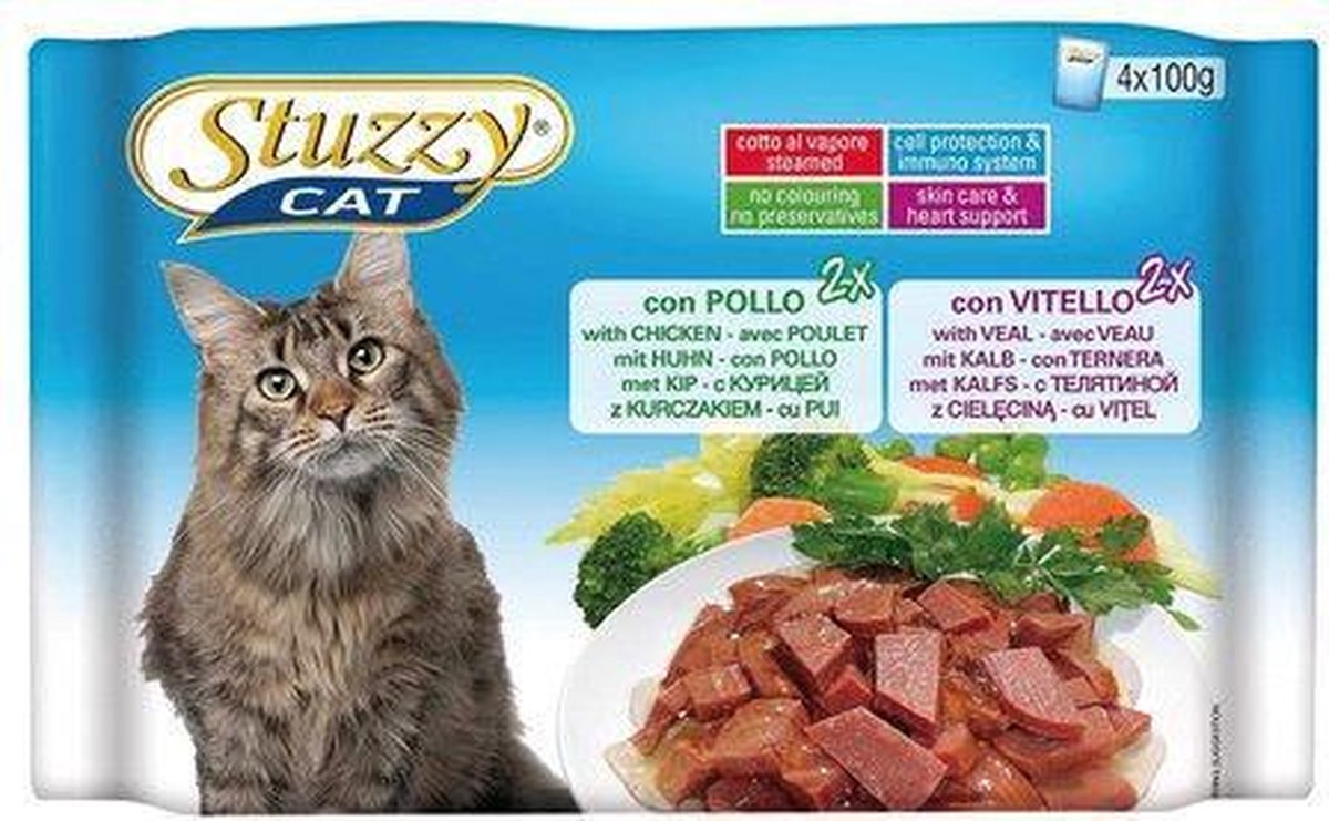 Stuzzy Multipack - Kat - Natvoer - 2 x 100 gr Kip + 2 x 100 gr Kalf