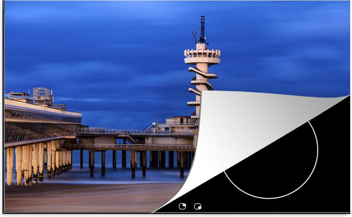 Luxe inductie beschermer Scheveningen - 78x52 cm - avond bij pier van Scheveningen  - inductiebeschermer