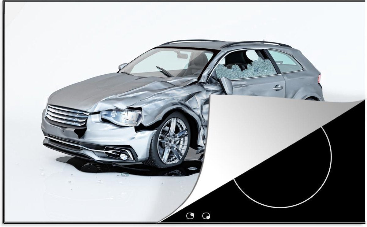 Luxe inductie beschermer Auto wrak illustratie - 80x52 cm - Illustratie van zilveren auto wrak  - inductiebeschermer