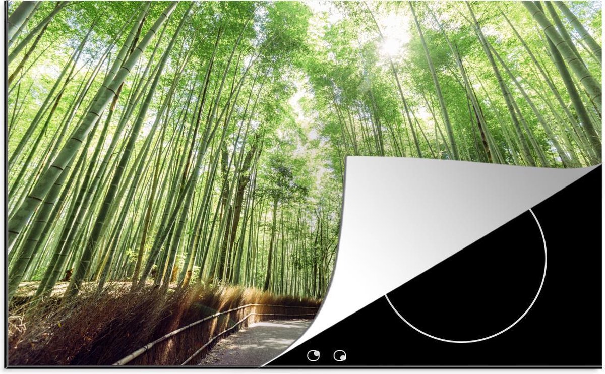 Luxe inductie beschermer Bamboebos van Arashiyama - 80x52 cm - Bamboebosje in Arashiyama Japan  - inductiebeschermer