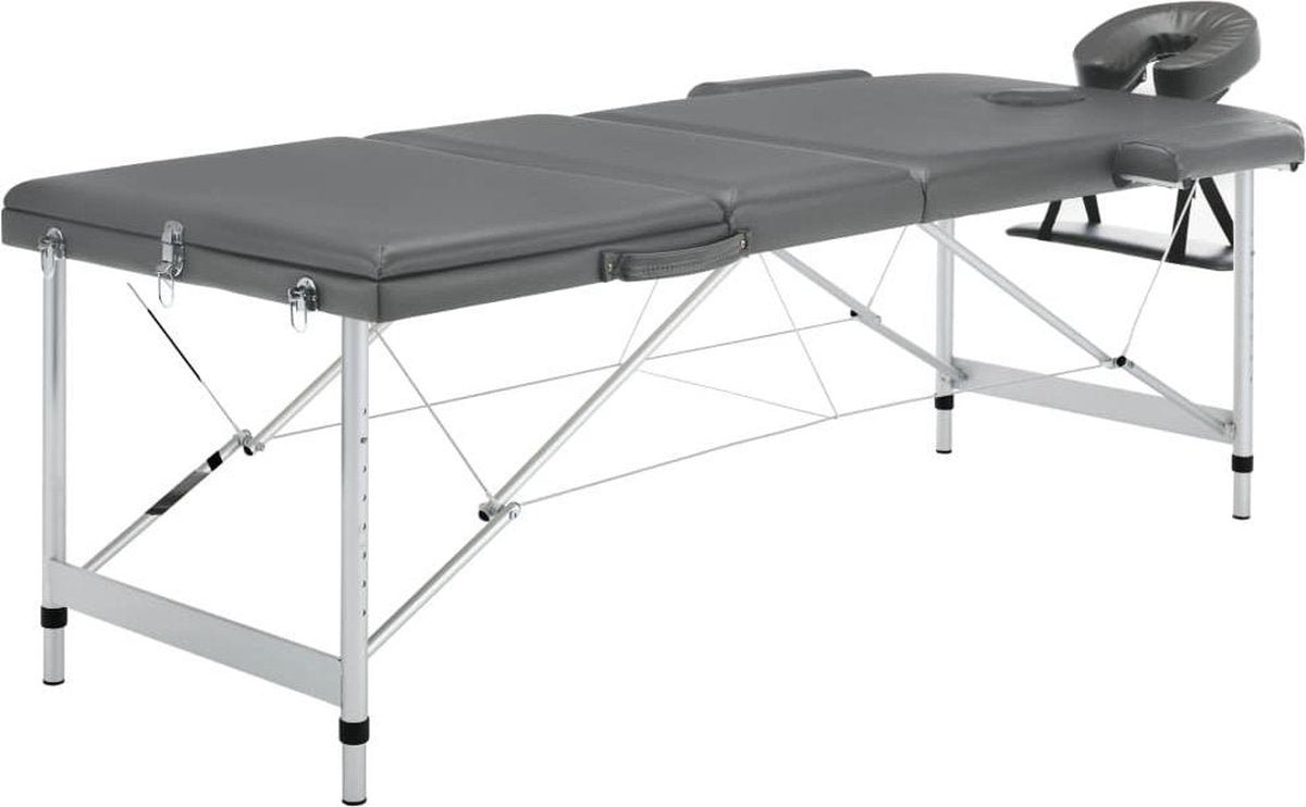 vidaXL Massagetafel met 3 zones 186x68 cm aluminium frame antraciet