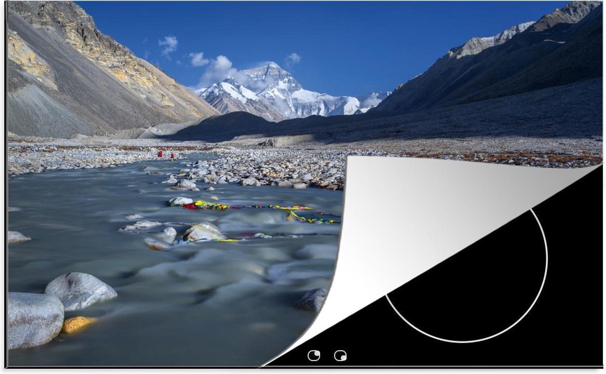 Luxe inductie beschermer Basiskamp Everest - 78x52 cm - Water tussen Mount Everest bergen in Tibet  - inductiebeschermer