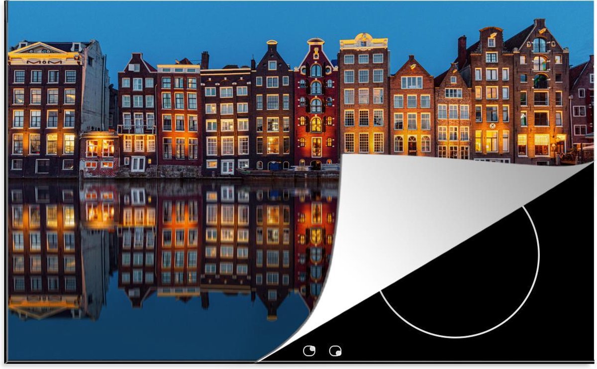 Luxe inductie beschermer Abstract Amsterdam - 80x52 cm - Abstracte reflecties in Amsterdam  - inductiebeschermer
