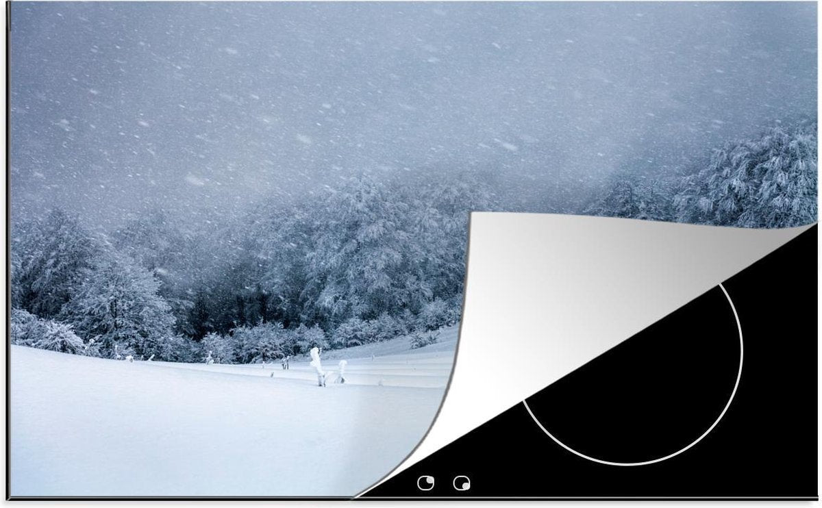 Luxe inductie beschermer Sneeuwstorm - 80x52 cm - Berg met sneeuw  - inductiebeschermer