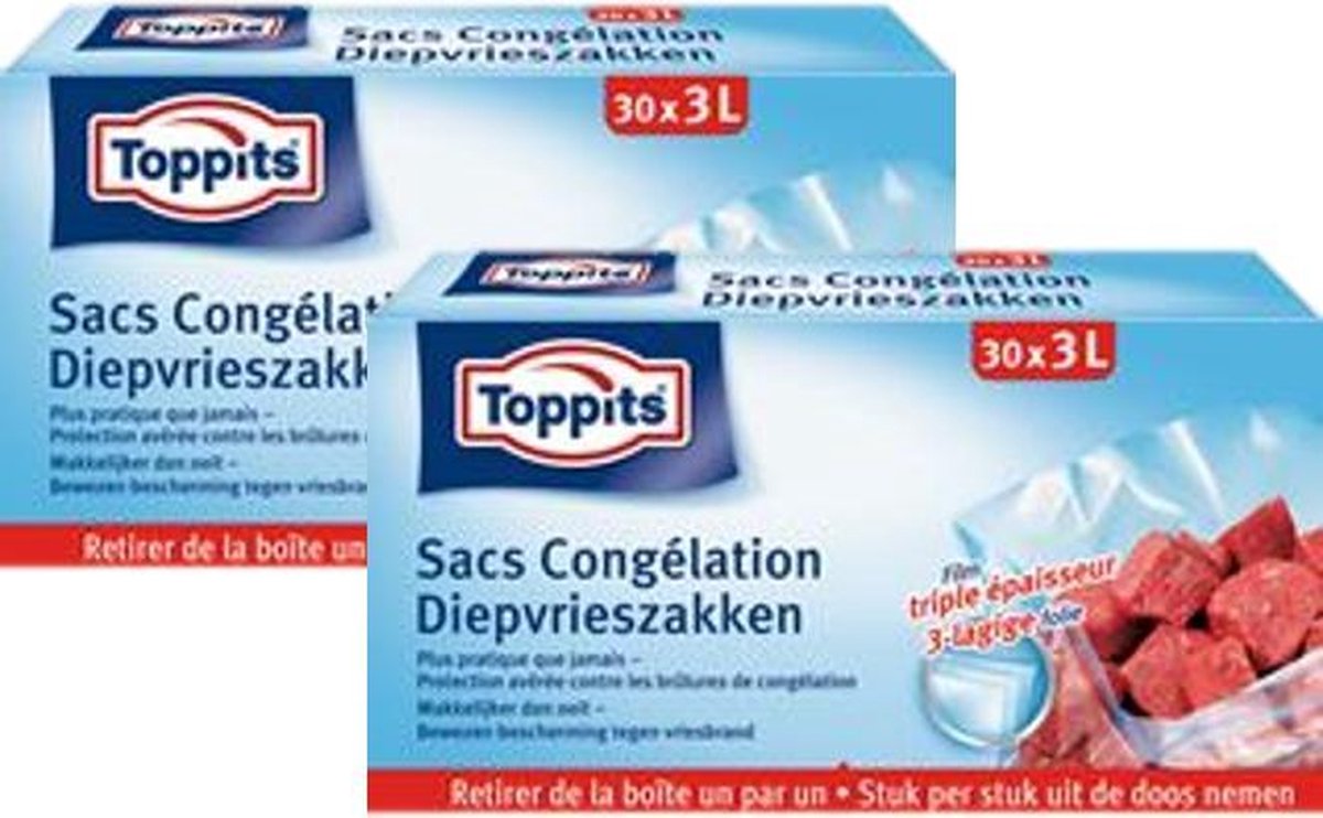 Toppits Diepvrieszakjes 3 liter 60 zakjes (2x30)