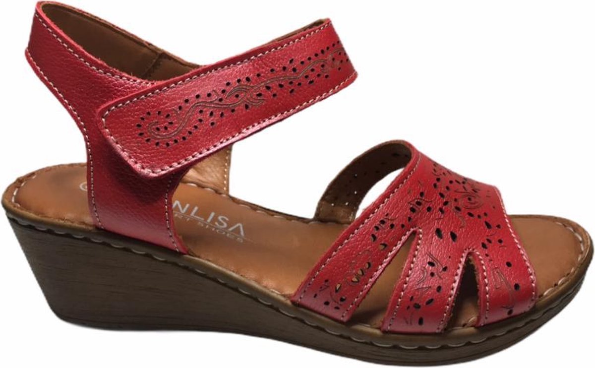 manlisa dames velcro sandaal rood 40