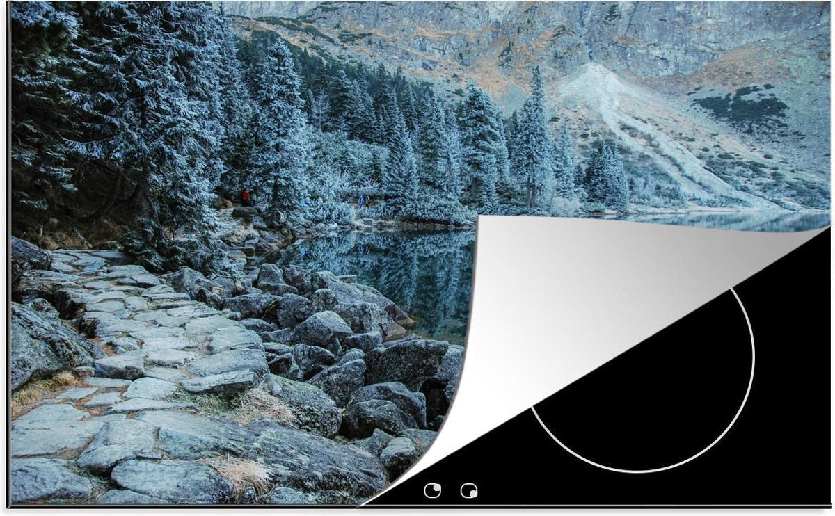 Luxe inductie beschermer Nationaal Park Tatra - 78x52 cm - besneeuwde landschap van Nationaal park Tatra in Polen  - inductiebeschermer
