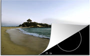 Luxe inductie beschermer Santa Marta - 80x52 cm - Rustig Caraïbisch strand in ochtend bij Santa Marta in Colombia  - inductiebeschermer