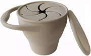 SIIDDS siliconen snack cup deksel - taupe - snack cup - snacks - koekjes - fruit - onderweg - dreumes - peuter - kids - BPA-vrij - vaatwasserbestendig