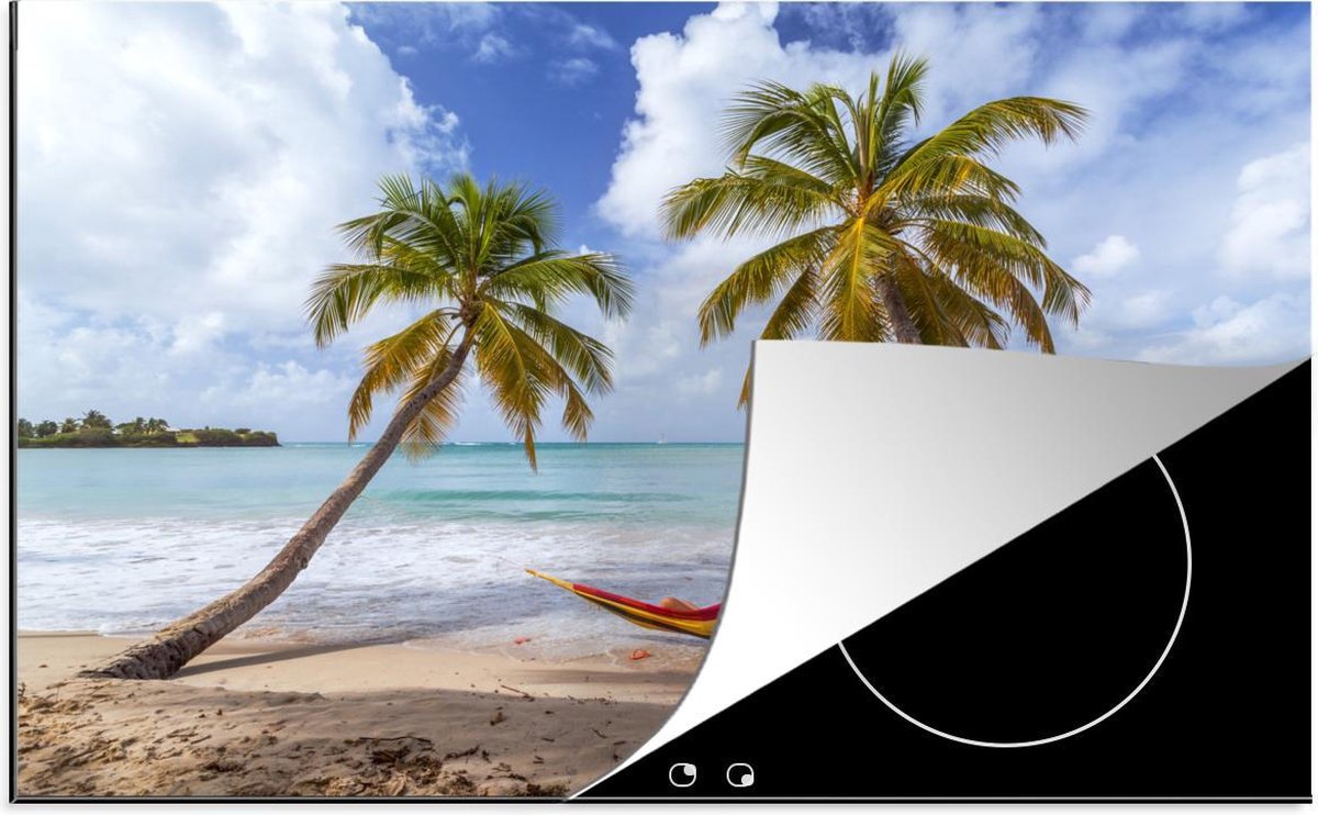 Inductie beschermer - Strand - Palmbomen - Hangmat - 80x52 cm - inductiebeschermer