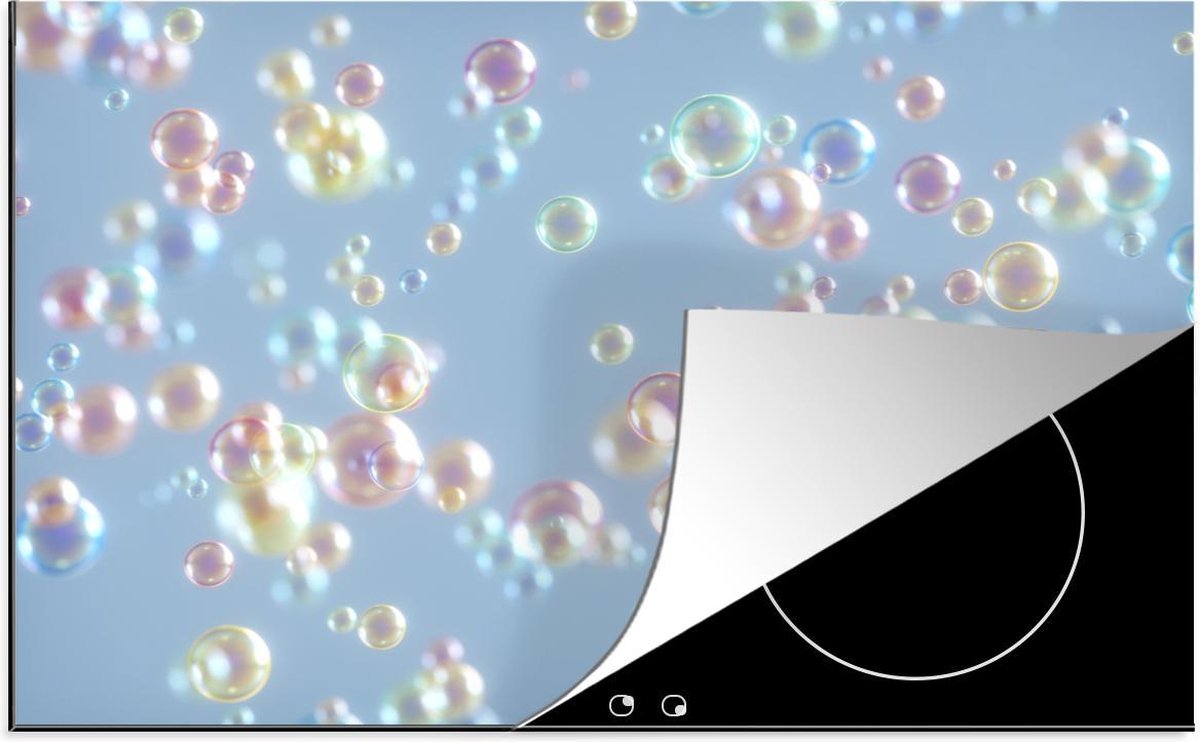 Luxe inductie beschermer Bubbel Patroon - 78x52 cm - Bubbels op blauwe achtergrond  - inductiebeschermer