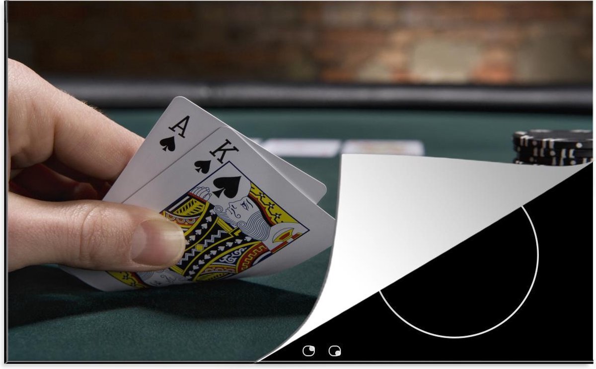 Luxe inductie beschermer Poker - 78x52 cm - Van dichtbij weergeven pokerspel  - inductiebeschermer