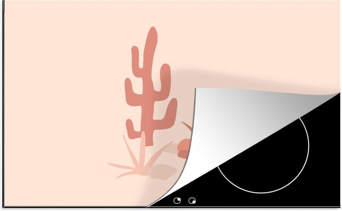 Luxe inductie beschermer Earthy Abstractions - 80x52 cm - Illustratie van abstracte cactus  - inductiebeschermer