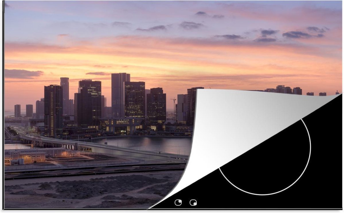 Luxe inductie beschermer Abu Dhabi - 78x52 cm - hoofdstad van Verenigde Arabische Emiraten in ochtend  - inductiebeschermer