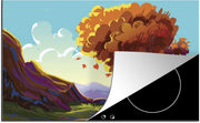 Luxe inductie beschermer Boom in kleur illustratie - 90x52 cm - illustratie van grote boom met kleurrijke achtergrond  - inductiebeschermer