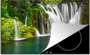 Luxe inductie beschermer Nationaal park Erawan - 80x52 cm - Verschillende watervallen bij Nationaal park Erawan in Thailand  - inductiebeschermer