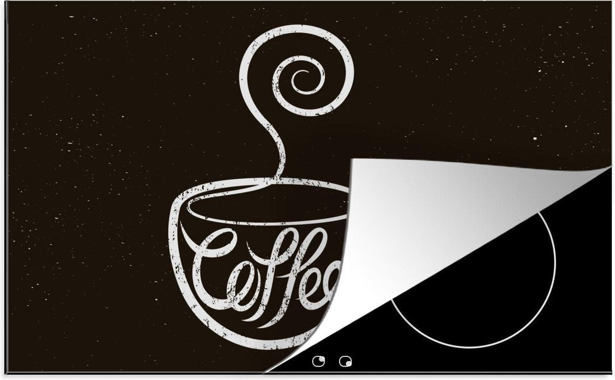 Inductie beschermer - Koffie - Vintage - Krijtbord - 80x52 cm - inductiebeschermer