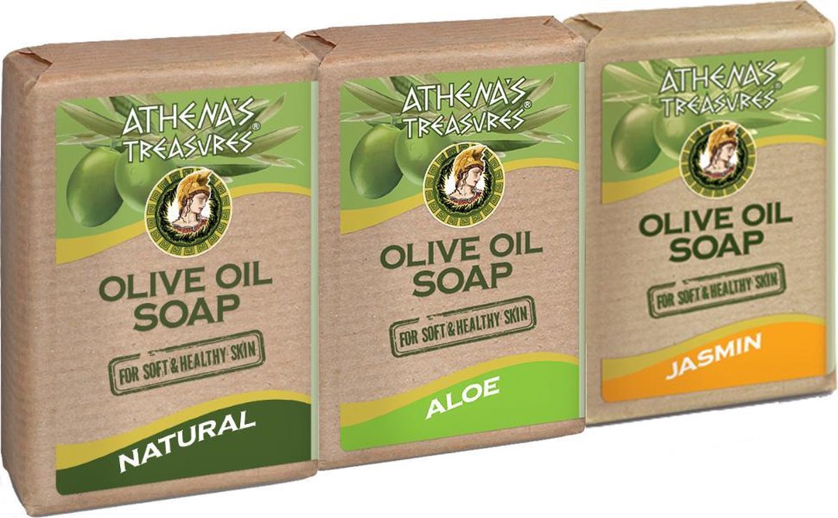 Athenas Treasures Natuurlijke Olijfoliezeep voordeel verpakking | zeep