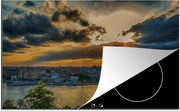 Luxe inductie beschermer Cuba - 90x52 cm - Kleurrijke zonsondergang boven Noord-Amerikaanse Cuba  - inductiebeschermer
