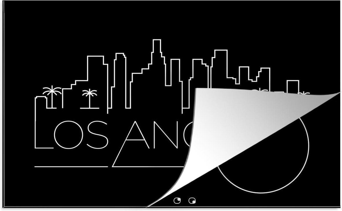 Luxe inductie beschermer Wereldsteden - 80x52 cm - Skyline Los Angeles zwart  - inductiebeschermer