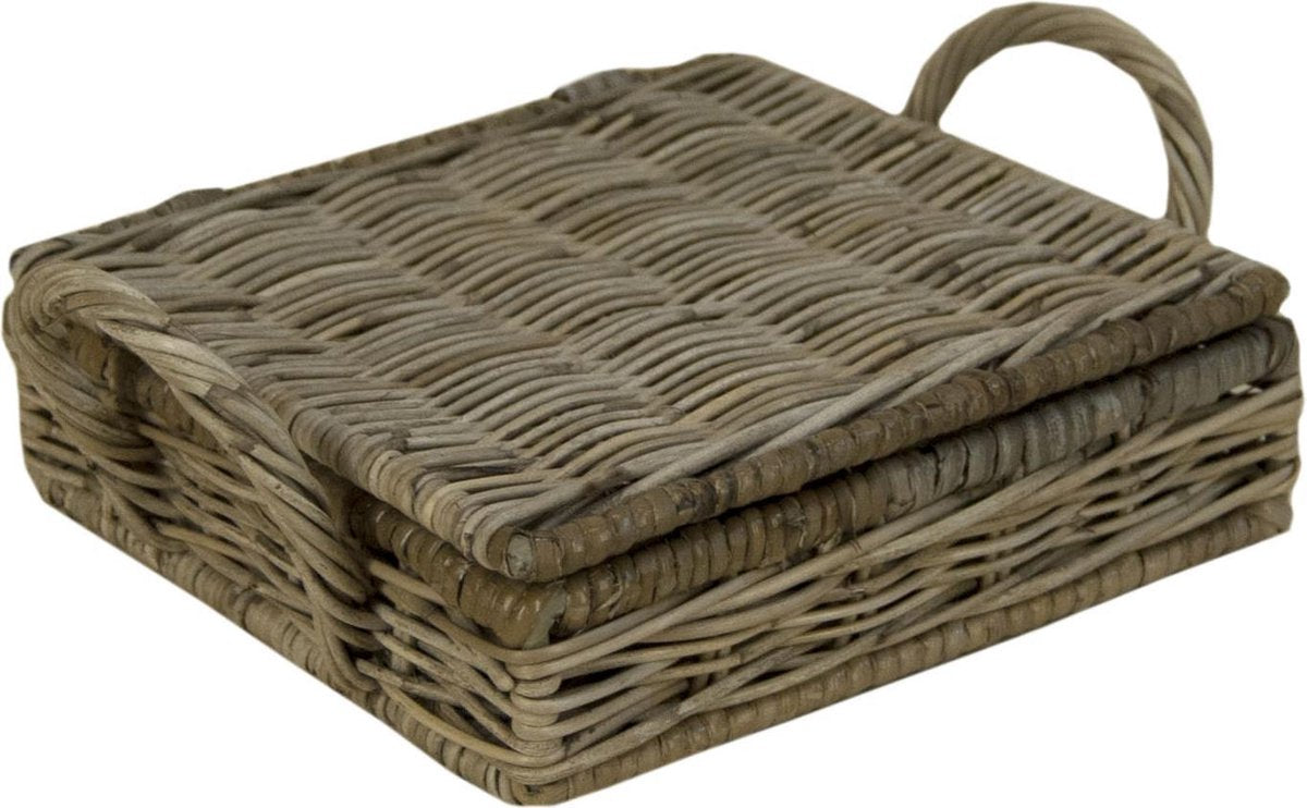 Theedoos 4 vaks Grey  Rotan