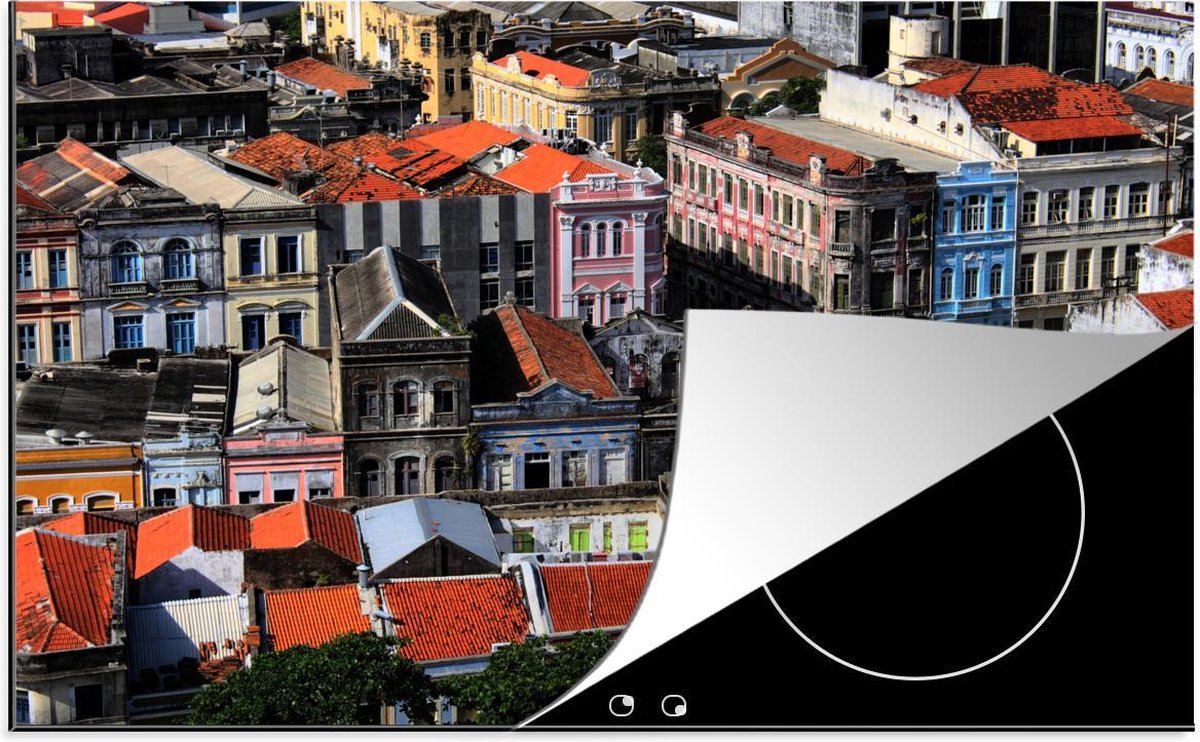 Luxe inductie beschermer Recife - 80x52 cm - Gekleurde daken van Recife in Brazilië  - inductiebeschermer
