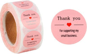 500 stickers op rol Thank You for supporting my small business roze 2