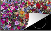 Luxe inductie beschermer Bloemdessin - 80x52 cm - bloemdessin met felle kleuren  - inductiebeschermer