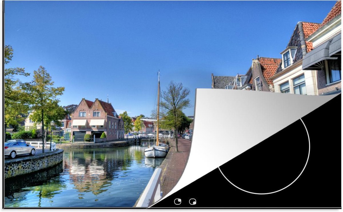 Luxe inductie beschermer Hoorn - 78x52 cm - rivier loopt door centrum van Hoorn  - inductiebeschermer