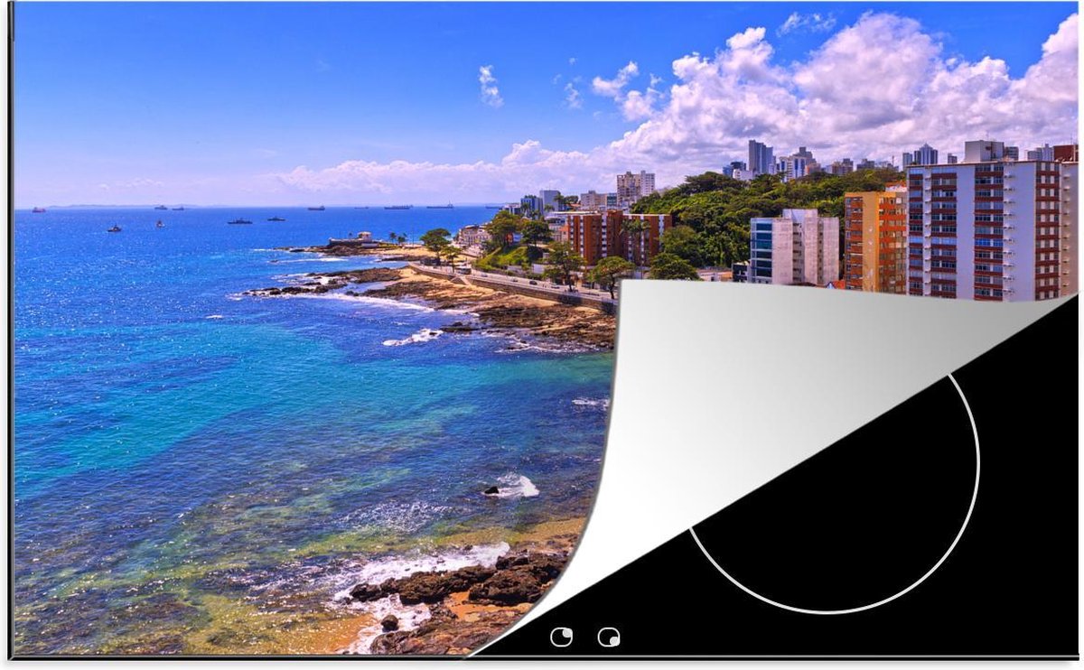 Luxe inductie beschermer Salvador - 80x52 cm - Salvador vanuit Barra lighthouse in Brazilië  - inductiebeschermer