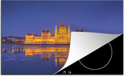 Luxe inductie beschermer Hongaars parlementsgebouw - 80x52 cm - IJskappen bij rivier Donau met uitzicht op Hongaars parlementsgebouw  - inductiebeschermer