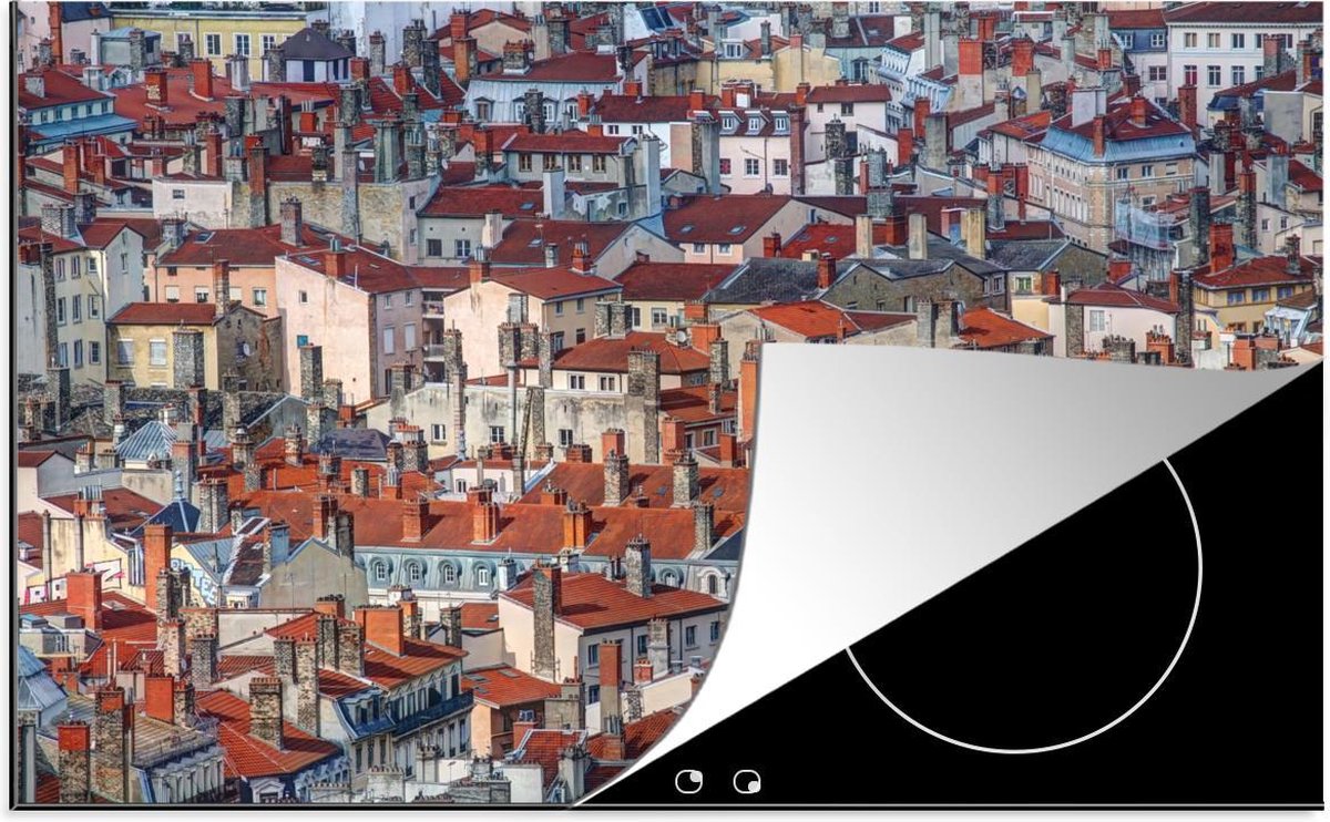 Luxe inductie beschermer Lyon - 78x52 cm - rode daken van stad Lyon in Frankrijk  - inductiebeschermer